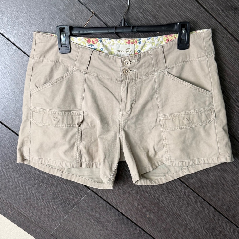 Horny Toad Women's Size 8 Khaki Cargo Utility Shorts Outdoor Hiking Athleisure